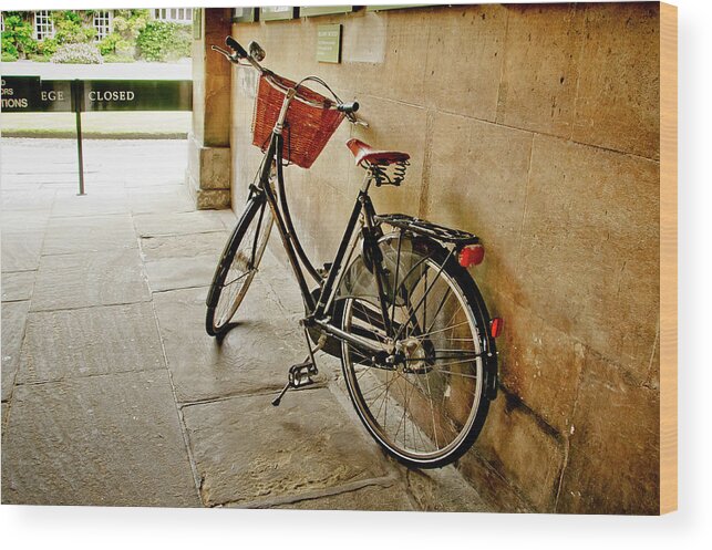Christ's College Wood Print featuring the photograph Bike at the school gate. by Elena Perelman