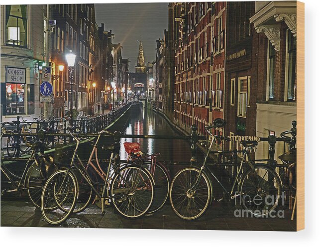 Canal Wood Print featuring the photograph Amsterdam Bikes and Kolkswaterkering - Amsterdam by Carlos Alkmin