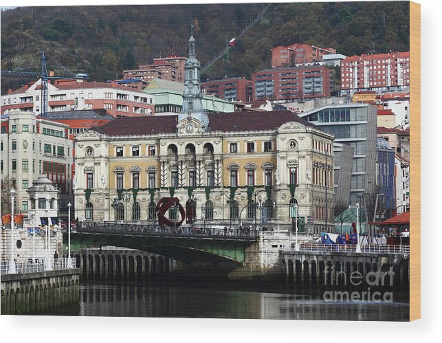 Bilbao Wood Print featuring the photograph Bilbao Town Hall Basque Country Spain by James Brunker