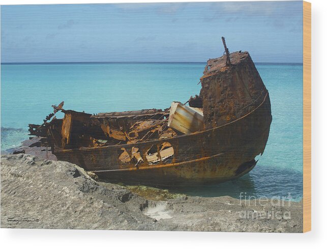 Bimini Wood Print featuring the photograph Bimini Wreck by Carey Chen