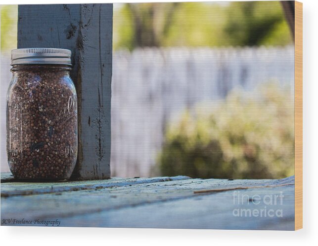 Mason Jars Wood Print featuring the photograph Bird's Eye view on lunch by JCV Freelance Photography LLC