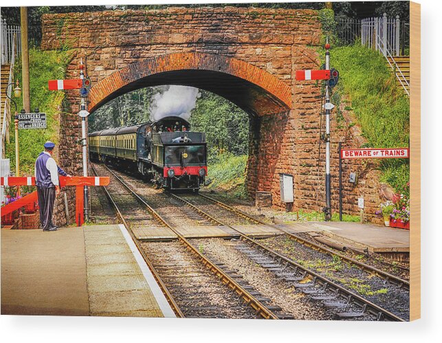 Black Wood Print featuring the photograph Bishops Lydeard Station, UK by Chris Smith