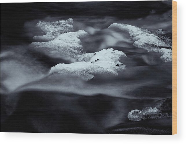 Stickney Brook Wood Print featuring the photograph Black And White Brook Abstract by Tom Singleton