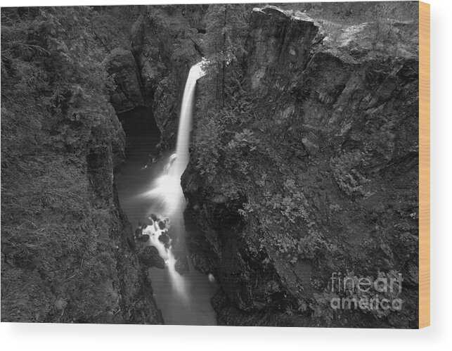 Elk Falls Bw Wood Print featuring the photograph Black And White Elk Falls Landscape by Adam Jewell