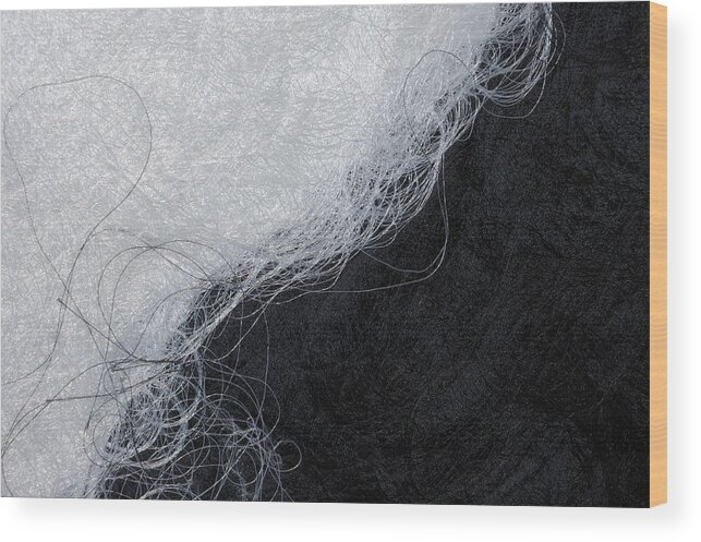 Fibers Wood Print featuring the photograph Black and white fibers - yin and yang by Matthias Hauser