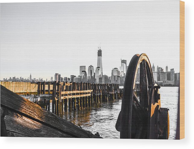 Black And White Wood Print featuring the photograph Overcast Freedom Tower Sun Kissed Liberty Park by Art Atkins