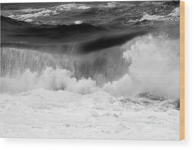 Black And White Wood Print featuring the photograph Black And White Ocean Breakers by Adam Jewell