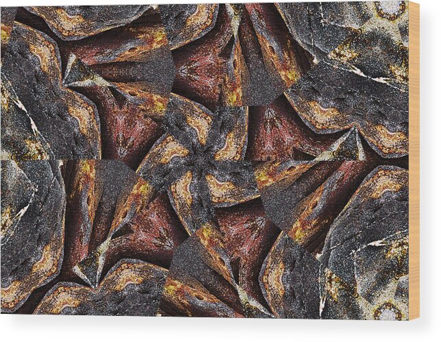 Rock Wood Print featuring the photograph Black Granite Star Kaleido by Peter J Sucy