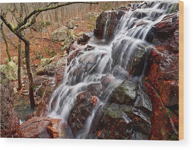 Waterfall Wood Print featuring the photograph Black Mountain Cascades by Robert Charity