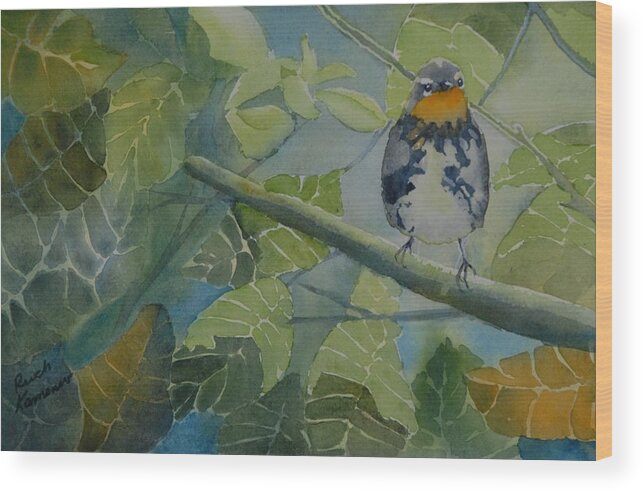 Bird Wood Print featuring the painting Blackburnian Warbler I by Ruth Kamenev