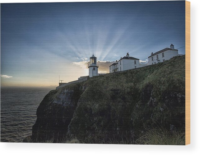 Lighthouse Wood Print featuring the photograph Blackhead Lighthouse Sunset by Nigel R Bell