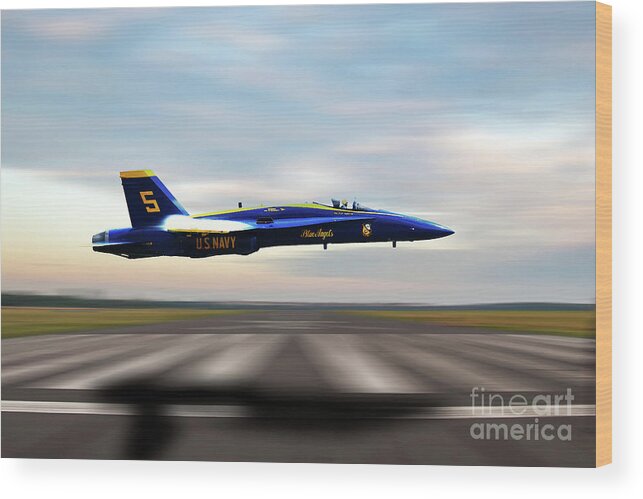 Blue Angels Wood Print featuring the digital art Blue 5 by Airpower Art
