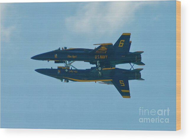 Aviation Wood Print featuring the photograph Blue Angels Solo Mirror 2 by Tim Mulina