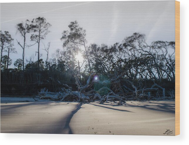 Sunset Wood Print featuring the photograph Blue Glare by Bradley Dever