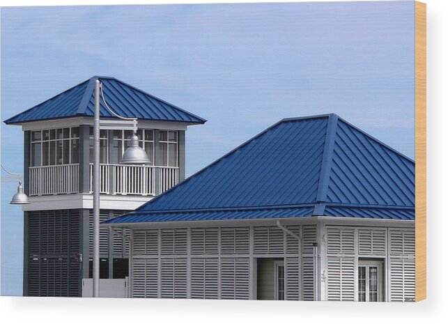 Blue Harbor Roofs Wood Print featuring the photograph Blue Harbor Roofs by Kathy K McClellan