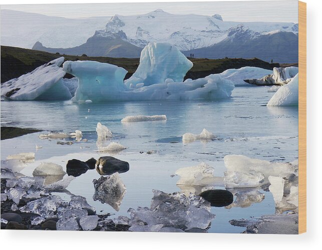 Iceland Wood Print featuring the photograph Blue Iceberg and Ice Crystals by Amelia Racca