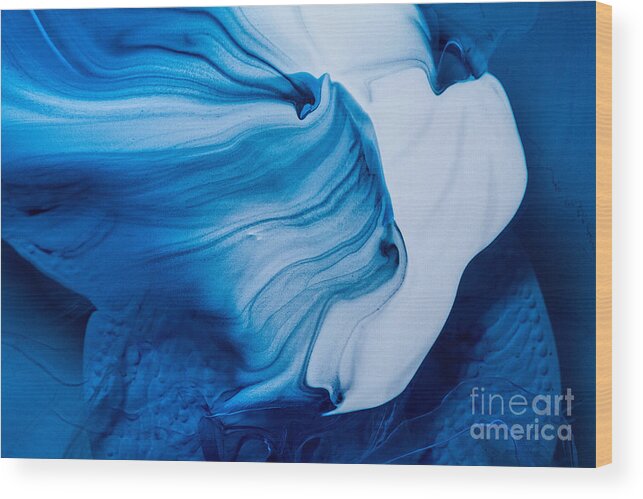 Abstract Wood Print featuring the painting Blue Lagoon by Patti Schulze