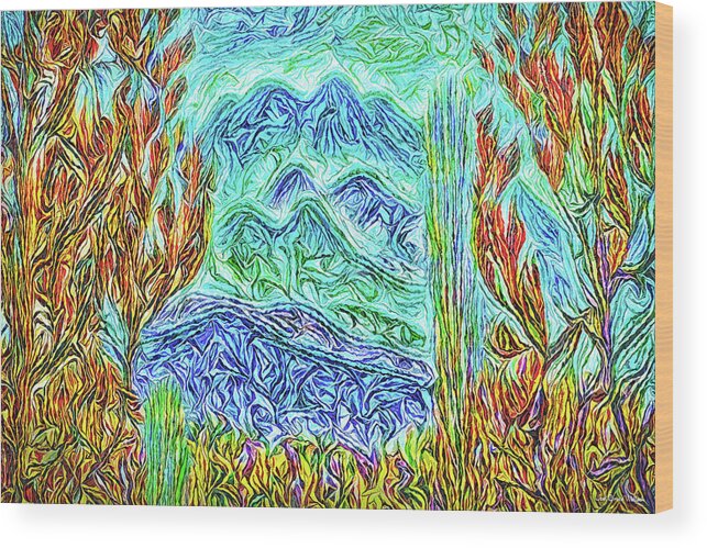 Joelbrucewallach Wood Print featuring the digital art Blue Mountain Visions by Joel Bruce Wallach