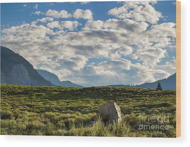 Rock Wood Print featuring the photograph Blue Sky Monmouth by Brandon Bonafede