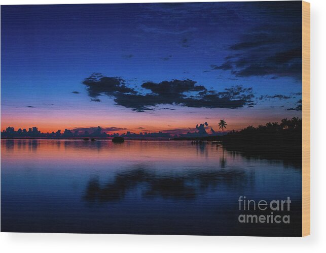 Sunset Wood Print featuring the photograph Blue Sky Night by Quinn Sedam