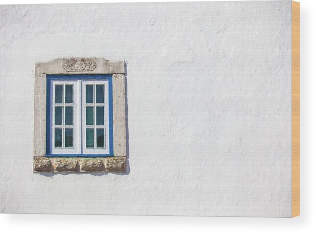 Europe Wood Print featuring the photograph Blue Stone Window of Obidos by David Letts