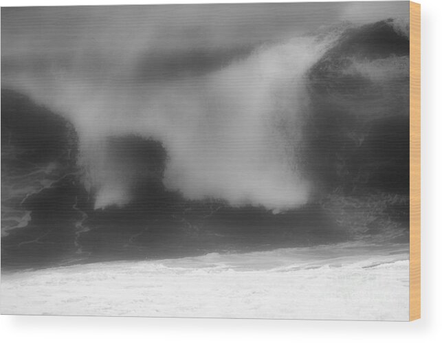 Black And White Wood Print featuring the photograph Blurry Breakers Black And White by Adam Jewell