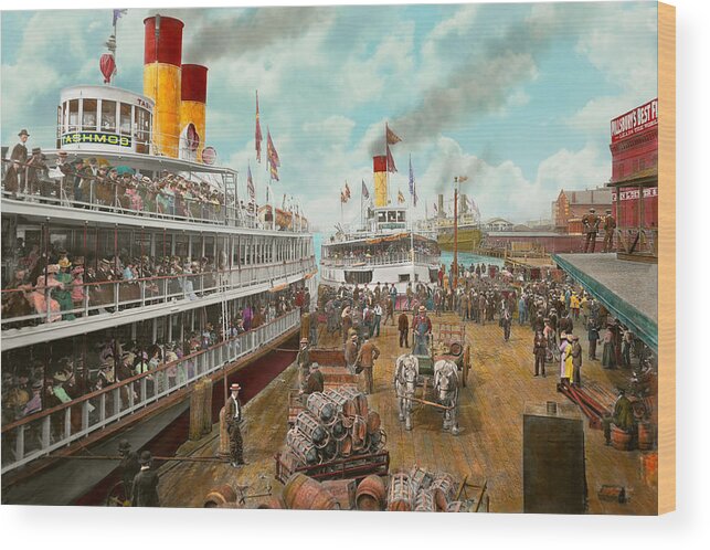 Wheeler Wood Print featuring the photograph Boat - A vacation to remember - 1901 by Mike Savad