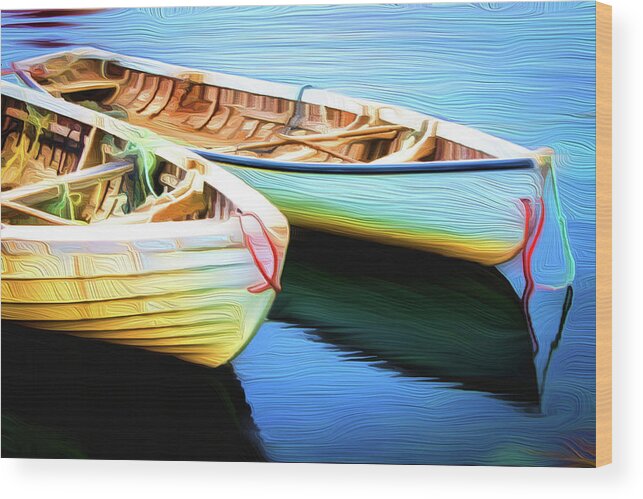 Boats Wood Print featuring the painting Boats by Prince Andre Faubert