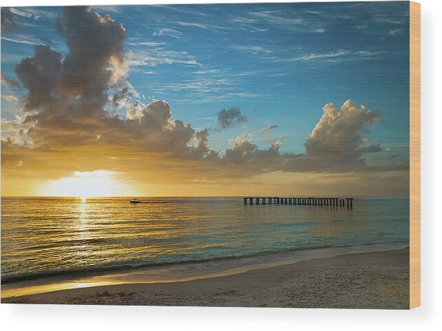 Sunset Wood Print featuring the photograph Boca Grande Ocean Sunset by R Scott Duncan