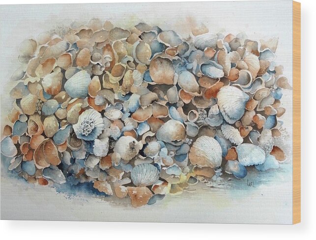 Boca Grande Wood Print featuring the painting Boca Grande Seashells by Lael Rutherford