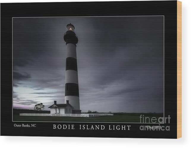 Outer Banks Wood Print featuring the photograph Bodie Island Light at Dusk by Gene Bleile Photography 