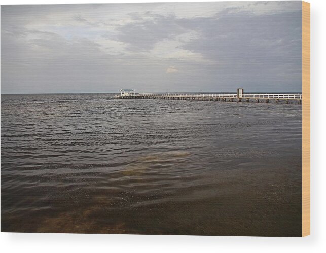 Pier Wood Print featuring the photograph Bokeelia Before the Storm by Michiale Schneider