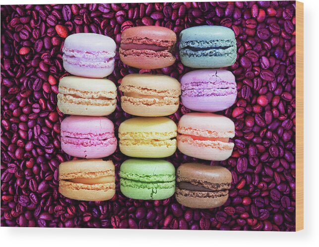 Macaroon Wood Print featuring the photograph Bonjour by Iryna Goodall