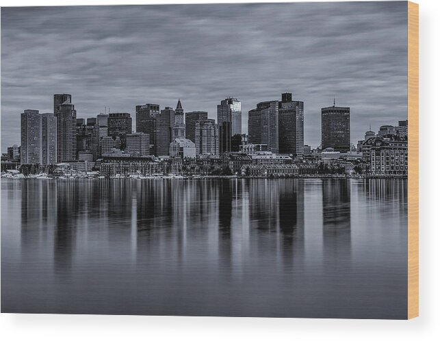 Boston Wood Print featuring the photograph Boston in Monochrome by Rob Davies