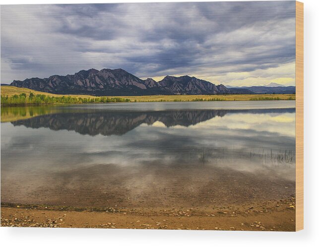 Boulder Wood Print featuring the photograph Boulder Flatirons From Marshall Lake by Juli Ellen