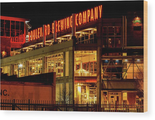 Steven Bateson Wood Print featuring the photograph Boulevard Beer Sign by Steven Bateson