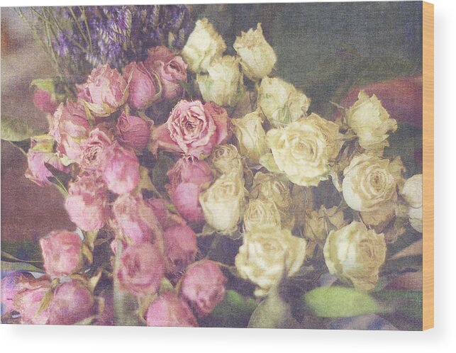 Roses Wood Print featuring the photograph Bouquet Of Romantic Faded Roses by Suzanne Powers