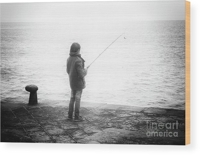 Fishing Wood Print featuring the photograph Boyhood by Becqi Sherman