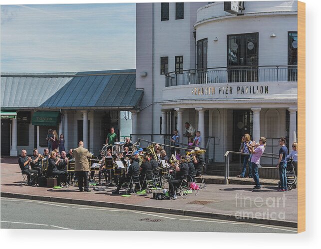 Vale Of Glamorgan Brass Band Wood Print featuring the photograph Brass Band At The Pier by Steve Purnell