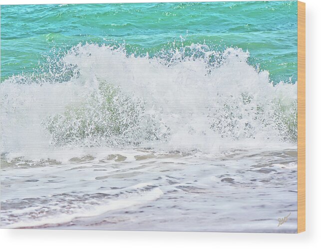 Breaking Waves Wood Print featuring the photograph Breaking Waves Vilano Beach by Gina O'Brien