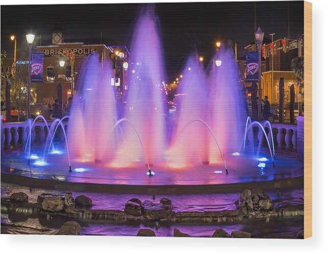 Bricktown Wood Print featuring the photograph Bricktown Fountain by Ricky Barnard