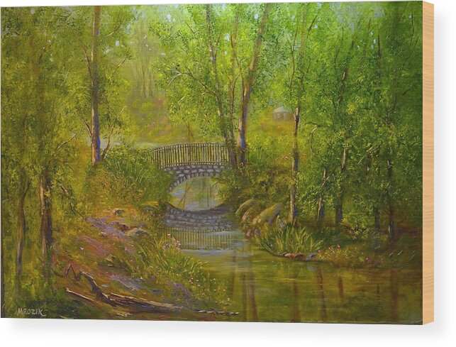 Water Wood Print featuring the painting Bridge of Delight by Michael Mrozik