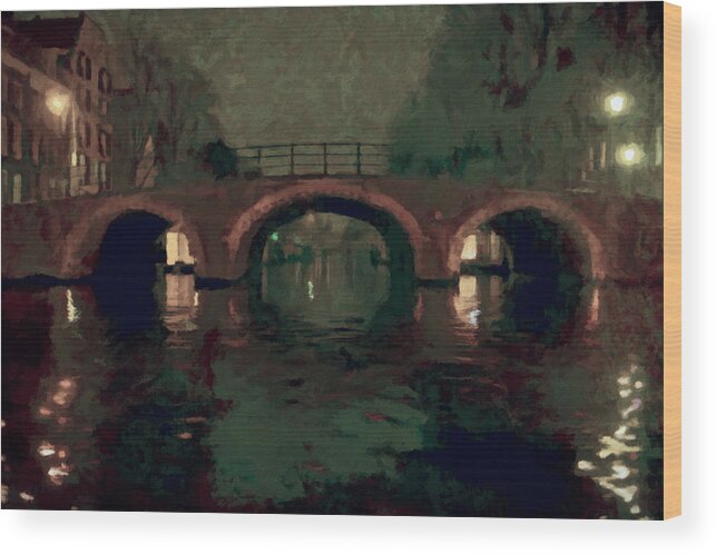 Amsterdam Wood Print featuring the photograph Bridge over Amsterdam Canals by Adam Rainoff