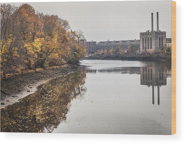 Reflection Wood Print featuring the photograph Bridgeport Factory by Lora Lee Chapman