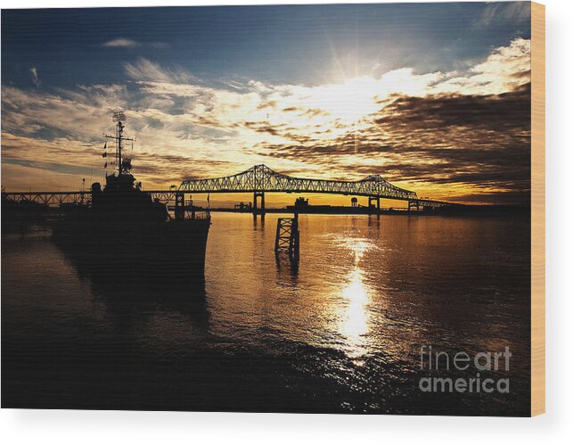 Sunset Wood Print featuring the photograph Bright Time on the River by Scott Pellegrin