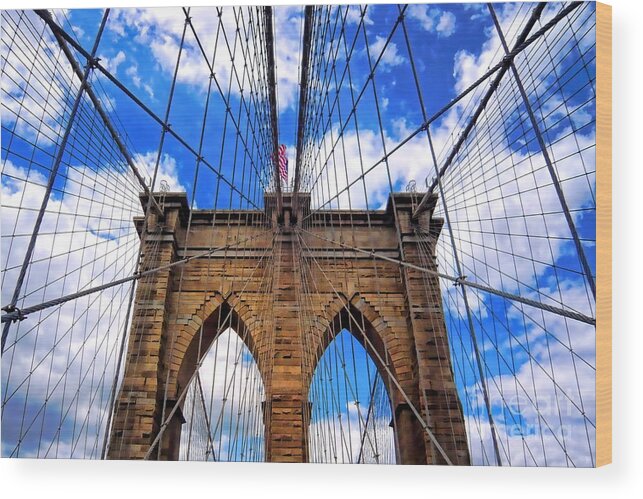 Brooklyn Bridge Wood Print featuring the photograph Brooklyn Bridge by Mariola Bitner