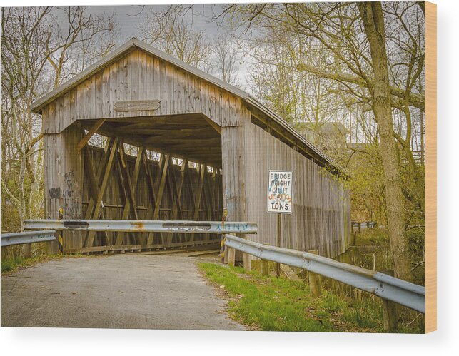 America Wood Print featuring the photograph Brown Covered Bridge by Jack R Perry