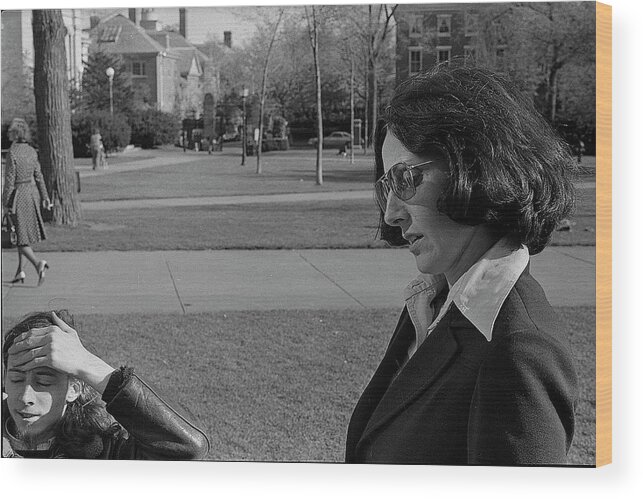 Brown University Wood Print featuring the photograph Brown University Student and his Mother, 1975 by Jeremy Butler