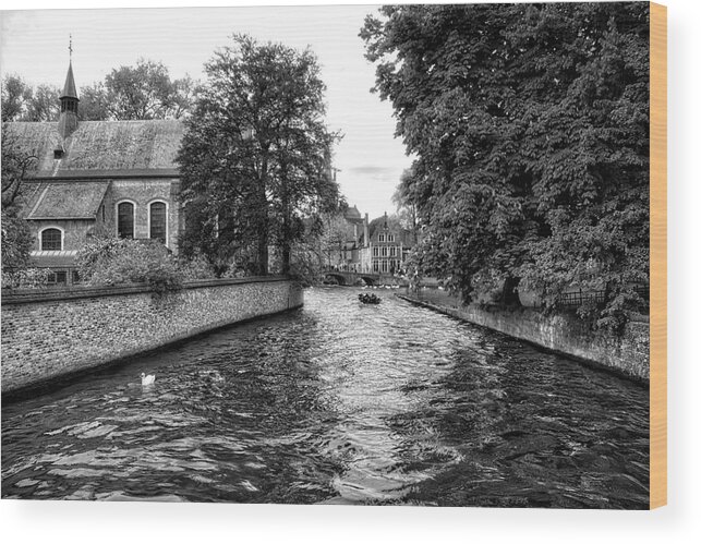  Wood Print featuring the photograph Bruges BW2 by Ingrid Dendievel