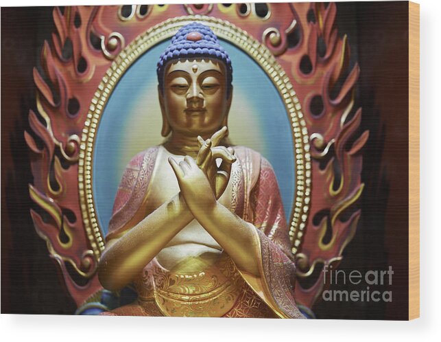 Buddha Wood Print featuring the photograph Buddha Tooth Relic Temple 3 by Dean Harte